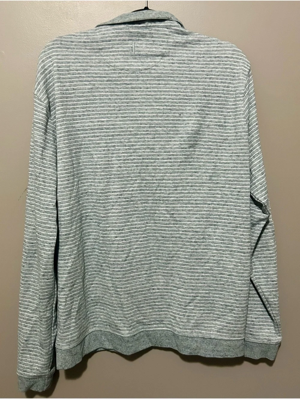 johnnie-O Heather Gray Striped Quarter-Zip Pullover